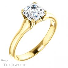 14k Yellow Gold Asscher Cut Forever One Engagement Ring Setting #GTJ917-asscher-fo-y 4 14k Yellow Gold Asscher Cut Forever One Engagement Ring Setting #GTJ917-asscher-fo-y