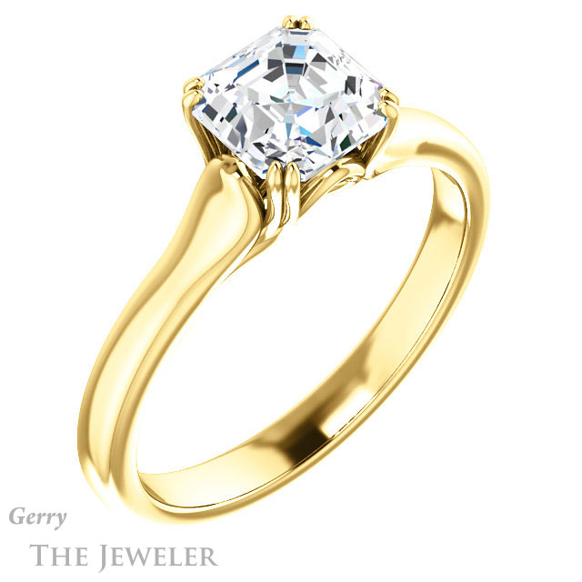 14k Yellow Gold Asscher Cut Forever One Engagement Ring Setting #GTJ917-asscher-fo-y 4 14k Yellow Gold Asscher Cut Forever One Engagement Ring Setting #GTJ917-asscher-fo-y