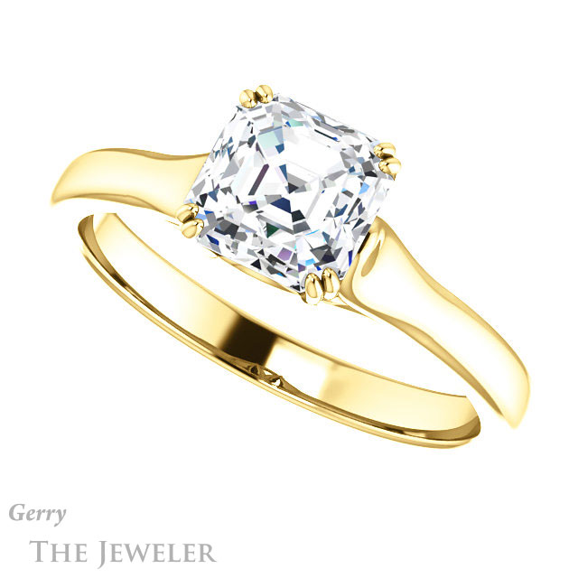 14k Yellow Gold Asscher Cut Forever One Engagement Ring Setting #GTJ917-asscher-fo-y 5 14k Yellow Gold Asscher Cut Forever One Engagement Ring Setting #GTJ917-asscher-fo-y