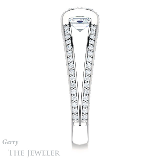 Asscher Cut Forever One Engagement Ring Setting #GTJ918-asscher-fo-w | Gerry The Jeweler 14k White Gold Asscher Cut Forever One Engagement Ring Setting #GTJ918-asscher-fo-w