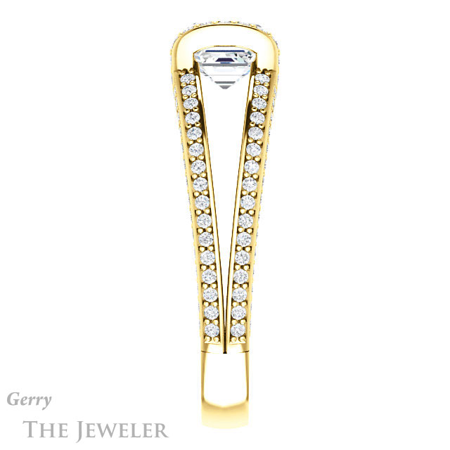 Asscher Cut Forever One Engagement Ring Setting #GTJ918-asscher-fo-y | Gerry The Jeweler 14k Yellow Gold Asscher Cut Forever One Engagement Ring Setting #GTJ918-asscher-fo-y