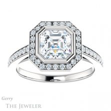 14k White Gold Asscher Cut Forever One Engagement Ring Setting #GTJ920-asscher-fo-w 1 14k White Gold Asscher Cut Forever One Engagement Ring Setting #GTJ920-asscher-fo-w