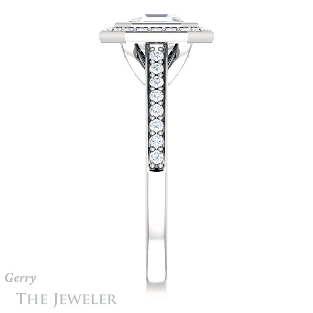 14k White Gold Asscher Cut Forever One Engagement Ring Setting #GTJ920-asscher-fo-w 3 14k White Gold Asscher Cut Forever One Engagement Ring Setting #GTJ920-asscher-fo-w