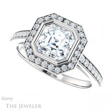 14k White Gold Asscher Cut Forever One Engagement Ring Setting #GTJ920-asscher-fo-w 5 14k White Gold Asscher Cut Forever One Engagement Ring Setting #GTJ920-asscher-fo-w