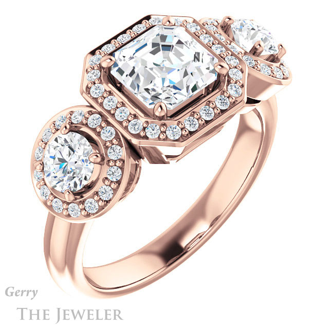 Asscher Cut Forever One Engagement Ring Setting #GTJ921-asscher-fo-r | Gerry The Jeweler 14k Rose Gold Asscher Cut Forever One Engagement Ring Setting #GTJ921-asscher-fo-r