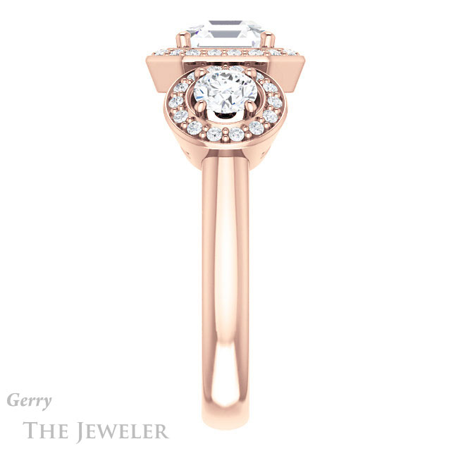 Asscher Cut Forever One Engagement Ring Setting #GTJ921-asscher-fo-r | Gerry The Jeweler 14k Rose Gold Asscher Cut Forever One Engagement Ring Setting #GTJ921-asscher-fo-r