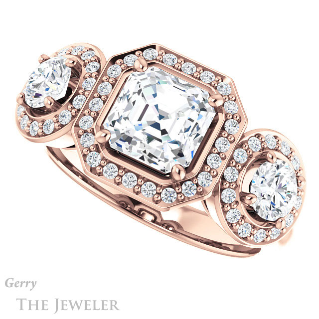Asscher Cut Forever One Engagement Ring Setting #GTJ921-asscher-fo-r | Gerry The Jeweler 14k Rose Gold Asscher Cut Forever One Engagement Ring Setting #GTJ921-asscher-fo-r