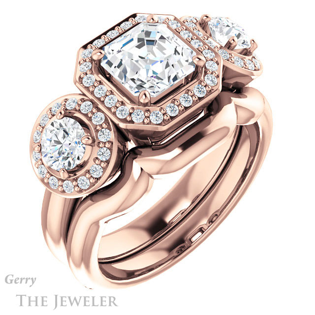 Asscher Cut Forever One Engagement Ring Setting #GTJ921-asscher-fo-r | Gerry The Jeweler 14k Rose Gold Asscher Cut Forever One Engagement Ring Setting #GTJ921-asscher-fo-r