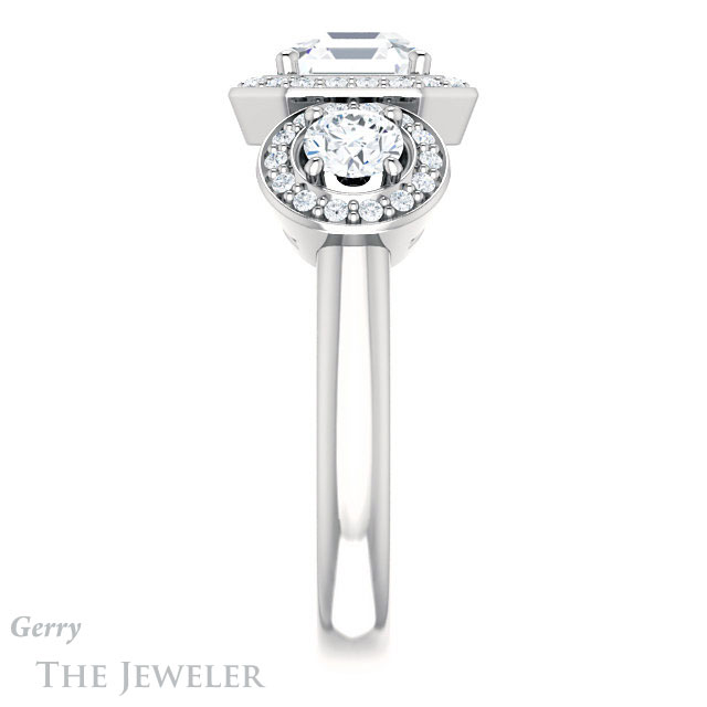 Asscher Cut Forever One Engagement Ring Setting #GTJ921-asscher-fo-w | Gerry The Jeweler 14k White Gold Asscher Cut Forever One Engagement Ring Setting #GTJ921-asscher-fo-w
