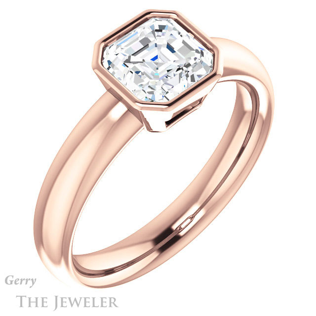 14k Rose Gold Asscher Cut Forever One Engagement Ring Setting #GTJ922-asscher-fo-r 4 14k Rose Gold Asscher Cut Forever One Engagement Ring Setting #GTJ922-asscher-fo-r