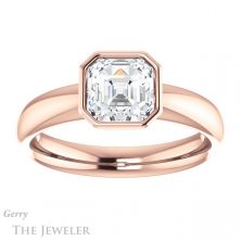14k Rose Gold Asscher Cut Forever One Engagement Ring Setting #GTJ922-asscher-fo-r 1 14k Rose Gold Asscher Cut Forever One Engagement Ring Setting #GTJ922-asscher-fo-r