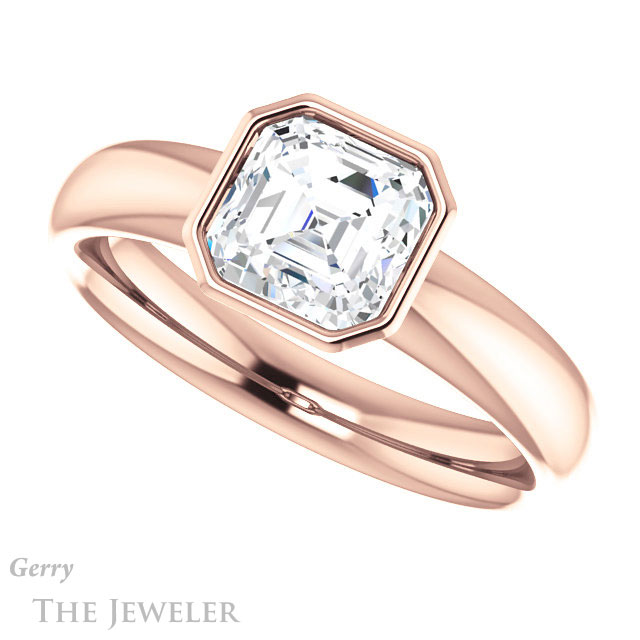 14k Rose Gold Asscher Cut Forever One Engagement Ring Setting #GTJ922-asscher-fo-r 5 14k Rose Gold Asscher Cut Forever One Engagement Ring Setting #GTJ922-asscher-fo-r