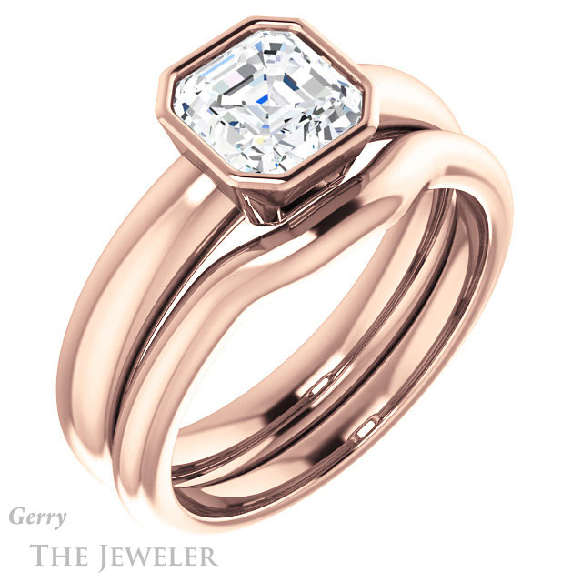 14k Rose Gold Asscher Cut Forever One Engagement Ring Setting #GTJ922-asscher-fo-r 6 14k Rose Gold Asscher Cut Forever One Engagement Ring Setting #GTJ922-asscher-fo-r