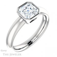 14k White Gold Asscher Cut Forever One Engagement Ring Setting #GTJ922-asscher-fo-w 4 14k White Gold Asscher Cut Forever One Engagement Ring Setting #GTJ922-asscher-fo-w