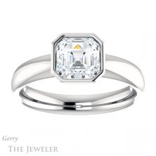 14k White Gold Asscher Cut Forever One Engagement Ring Setting #GTJ922-asscher-fo-w 1 14k White Gold Asscher Cut Forever One Engagement Ring Setting #GTJ922-asscher-fo-w