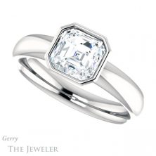 14k White Gold Asscher Cut Forever One Engagement Ring Setting #GTJ922-asscher-fo-w 5 14k White Gold Asscher Cut Forever One Engagement Ring Setting #GTJ922-asscher-fo-w
