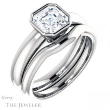 14k White Gold Asscher Cut Forever One Engagement Ring Setting #GTJ922-asscher-fo-w 6 14k White Gold Asscher Cut Forever One Engagement Ring Setting #GTJ922-asscher-fo-w