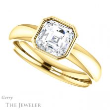 14k Yellow Gold Asscher Cut Forever One Engagement Ring Setting #GTJ922-asscher-fo-y 5 14k Yellow Gold Asscher Cut Forever One Engagement Ring Setting #GTJ922-asscher-fo-y