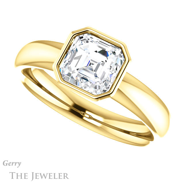 14k Yellow Gold Asscher Cut Forever One Engagement Ring Setting #GTJ922-asscher-fo-y 5 14k Yellow Gold Asscher Cut Forever One Engagement Ring Setting #GTJ922-asscher-fo-y