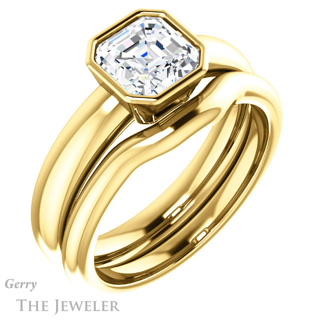 14k Yellow Gold Asscher Cut Forever One Engagement Ring Setting #GTJ922-asscher-fo-y 6 14k Yellow Gold Asscher Cut Forever One Engagement Ring Setting #GTJ922-asscher-fo-y