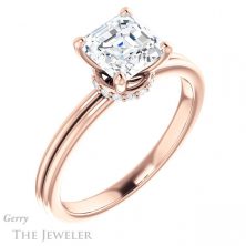 14k Rose Gold Asscher Cut Forever One Engagement Ring Setting #GTJ924-asscher-fo-r