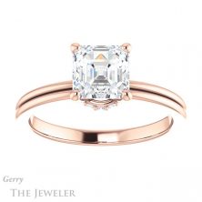 14k Rose Gold Asscher Cut Forever One Engagement Ring Setting #GTJ924-asscher-fo-r