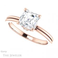 14k Rose Gold Asscher Cut Forever One Engagement Ring Setting #GTJ924-asscher-fo-r