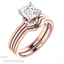 14k Rose Gold Asscher Cut Forever One Engagement Ring Setting #GTJ924-asscher-fo-r