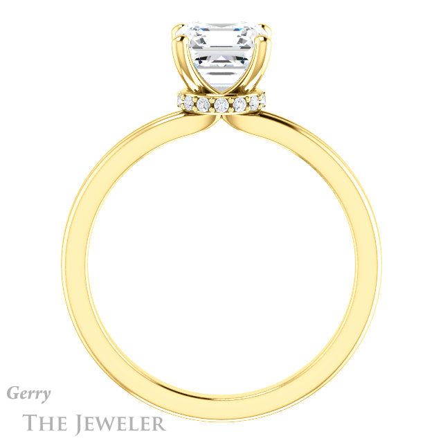 14k Yellow Gold Asscher Cut Forever One Engagement Ring Setting #GTJ924-asscher-fo-y