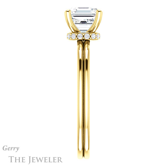14k Yellow Gold Asscher Cut Forever One Engagement Ring Setting #GTJ924-asscher-fo-y