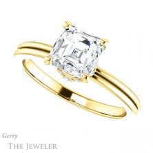 14k Yellow Gold Asscher Cut Forever One Engagement Ring Setting #GTJ924-asscher-fo-y
