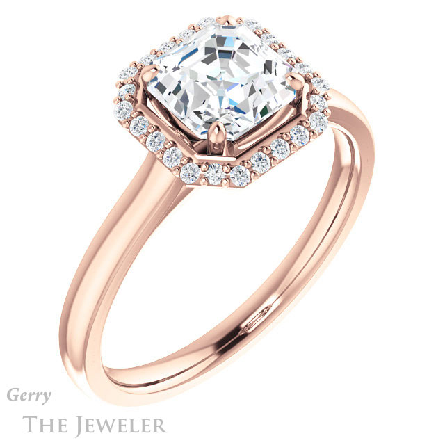 14k Rose Gold Asscher Cut Forever One Engagement Ring Setting #GTJ925-asscher-fo-r 4 14k Rose Gold Asscher Cut Forever One Engagement Ring Setting #GTJ925-asscher-fo-r