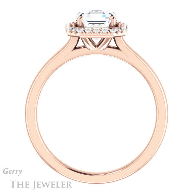 14k Rose Gold Asscher Cut Forever One Engagement Ring Setting #GTJ925-asscher-fo-r