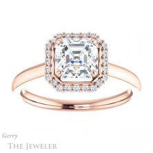 14k Rose Gold Asscher Cut Forever One Engagement Ring Setting #GTJ925-asscher-fo-r 1 14k Rose Gold Asscher Cut Forever One Engagement Ring Setting #GTJ925-asscher-fo-r