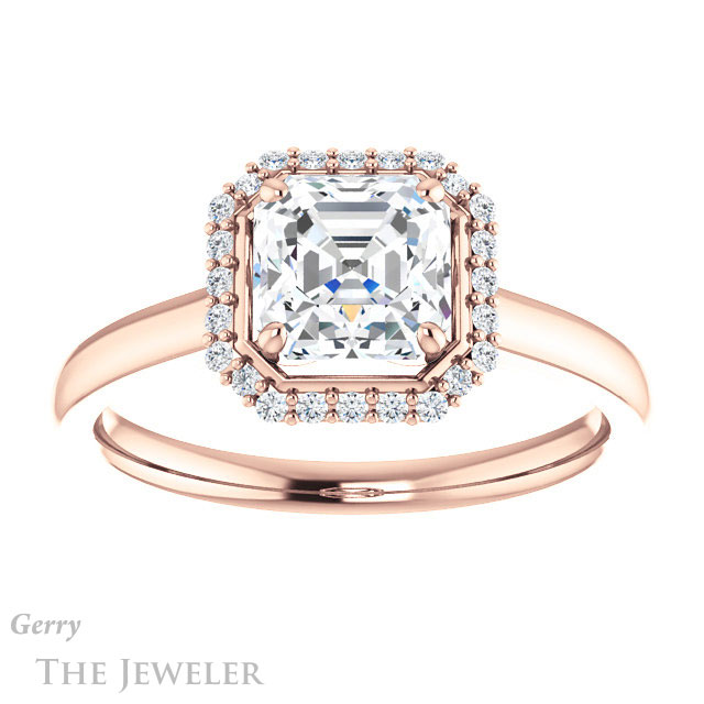 14k Rose Gold Asscher Cut Forever One Engagement Ring Setting #GTJ925-asscher-fo-r