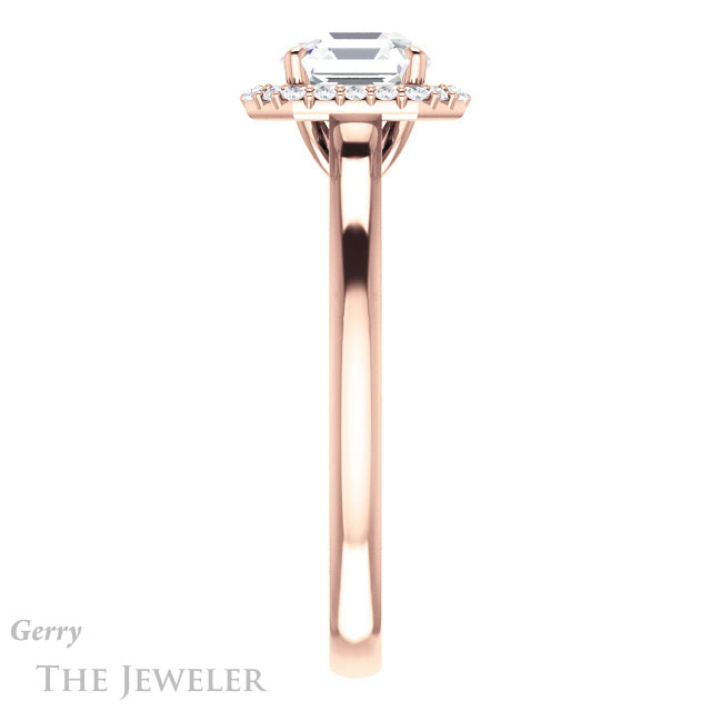14k Rose Gold Asscher Cut Forever One Engagement Ring Setting #GTJ925-asscher-fo-r 3 14k Rose Gold Asscher Cut Forever One Engagement Ring Setting #GTJ925-asscher-fo-r