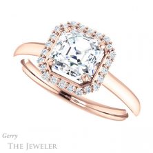 14k Rose Gold Asscher Cut Forever One Engagement Ring Setting #GTJ925-asscher-fo-r 5 14k Rose Gold Asscher Cut Forever One Engagement Ring Setting #GTJ925-asscher-fo-r