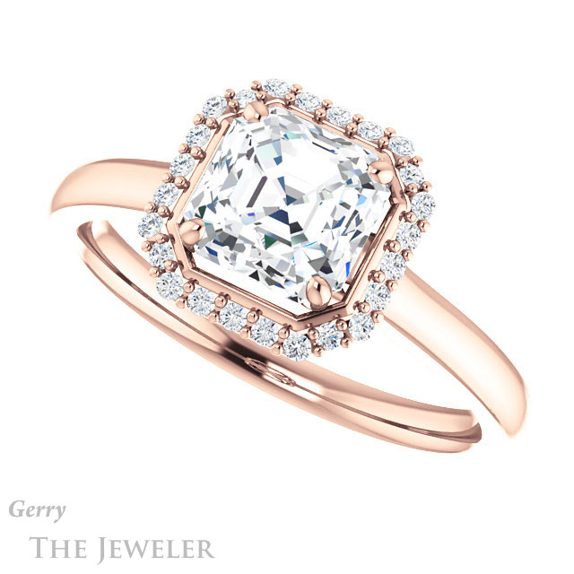 14k Rose Gold Asscher Cut Forever One Engagement Ring Setting #GTJ925-asscher-fo-r 5 14k Rose Gold Asscher Cut Forever One Engagement Ring Setting #GTJ925-asscher-fo-r