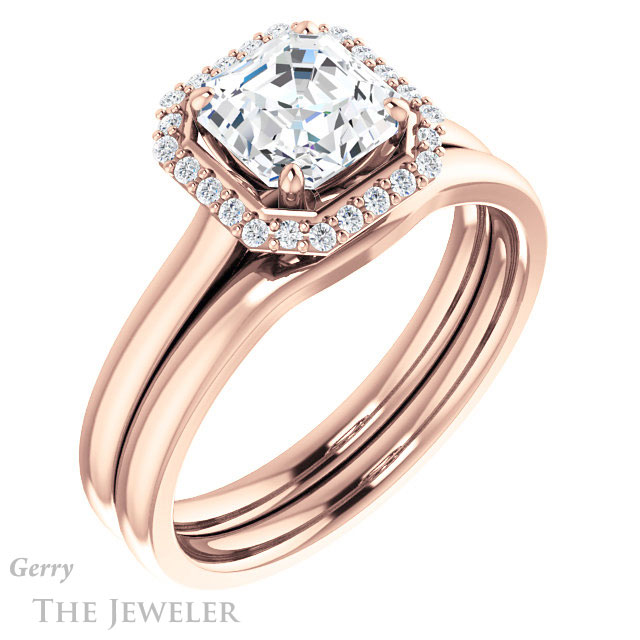 14k Rose Gold Asscher Cut Forever One Engagement Ring Setting #GTJ925-asscher-fo-r 6 14k Rose Gold Asscher Cut Forever One Engagement Ring Setting #GTJ925-asscher-fo-r