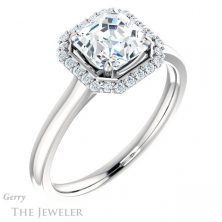 14k White Gold Asscher Cut Forever One Engagement Ring Setting #GTJ925-asscher-fo-w 4 14k White Gold Asscher Cut Forever One Engagement Ring Setting #GTJ925-asscher-fo-w
