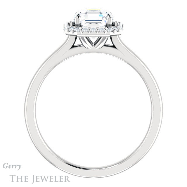 14k White Gold Asscher Cut Forever One Engagement Ring Setting #GTJ925-asscher-fo-w