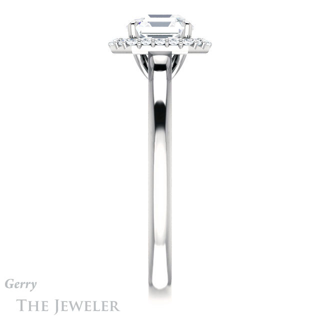14k White Gold Asscher Cut Forever One Engagement Ring Setting #GTJ925-asscher-fo-w 3 14k White Gold Asscher Cut Forever One Engagement Ring Setting #GTJ925-asscher-fo-w