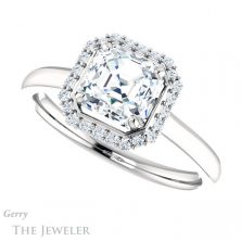 14k White Gold Asscher Cut Forever One Engagement Ring Setting #GTJ925-asscher-fo-w 5 14k White Gold Asscher Cut Forever One Engagement Ring Setting #GTJ925-asscher-fo-w