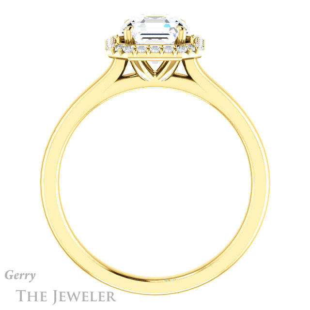 14k Yellow Gold Asscher Cut Forever One Engagement Ring Setting #GTJ925-asscher-fo-y