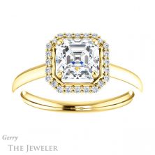 14k Yellow Gold Asscher Cut Forever One Engagement Ring Setting #GTJ925-asscher-fo-y 1 14k Yellow Gold Asscher Cut Forever One Engagement Ring Setting #GTJ925-asscher-fo-y