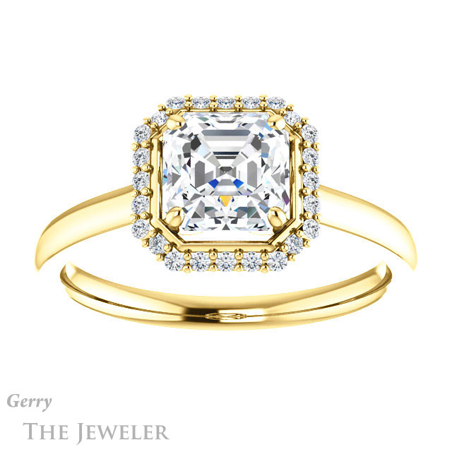 14k Yellow Gold Asscher Cut Forever One Engagement Ring Setting #GTJ925-asscher-fo-y