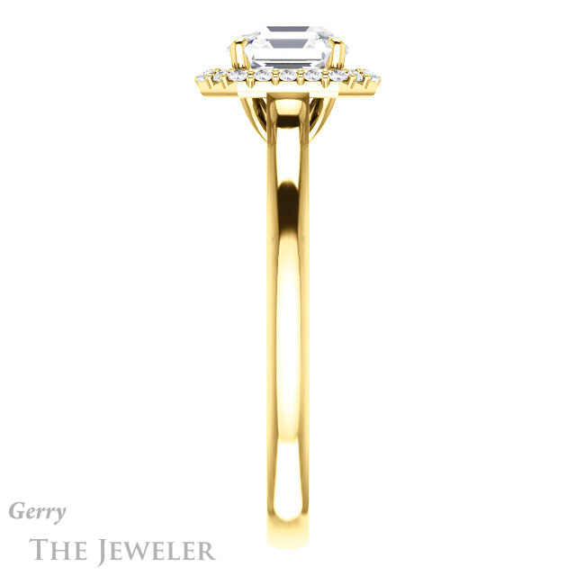 14k Yellow Gold Asscher Cut Forever One Engagement Ring Setting #GTJ925-asscher-fo-y 3 14k Yellow Gold Asscher Cut Forever One Engagement Ring Setting #GTJ925-asscher-fo-y