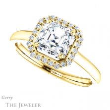 14k Yellow Gold Asscher Cut Forever One Engagement Ring Setting #GTJ925-asscher-fo-y 5 14k Yellow Gold Asscher Cut Forever One Engagement Ring Setting #GTJ925-asscher-fo-y