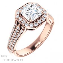 14k Rose Gold Asscher Cut Forever One Engagement Ring Setting #GTJ928-asscher-fo-r 4 14k Rose Gold Asscher Cut Forever One Engagement Ring Setting #GTJ928-asscher-fo-r