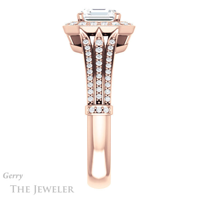 14k Rose Gold Asscher Cut Forever One Engagement Ring Setting #GTJ928-asscher-fo-r 3 14k Rose Gold Asscher Cut Forever One Engagement Ring Setting #GTJ928-asscher-fo-r